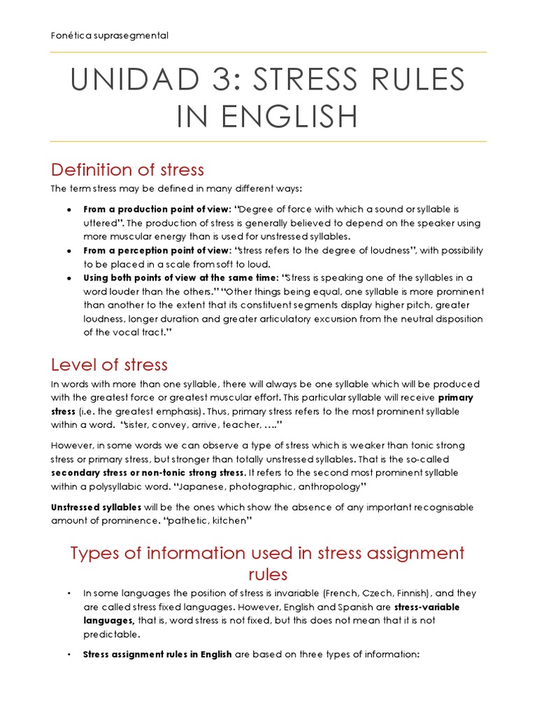 English Word Stress Rules Explained | PDF | Stress (Linguistics) | Syllable