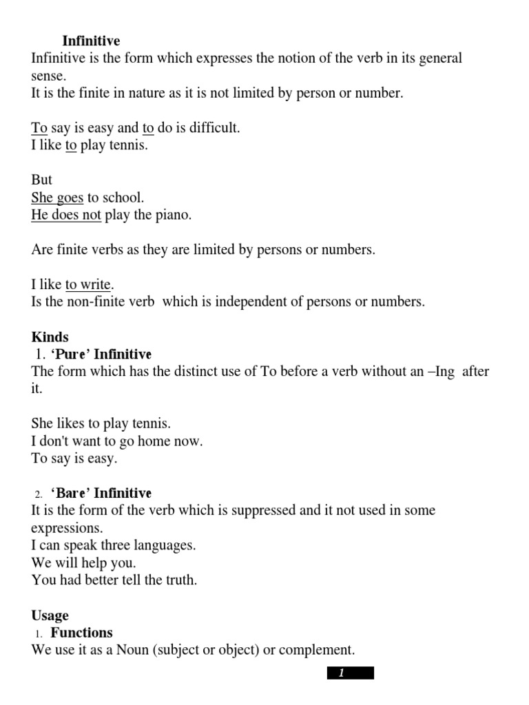 Infinitive Verb Linguistic Morphology