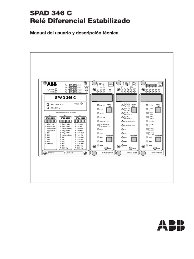SPAD 346 C - Relé Diferencial Estabilizado PDF | PDF | Transformador | Relé