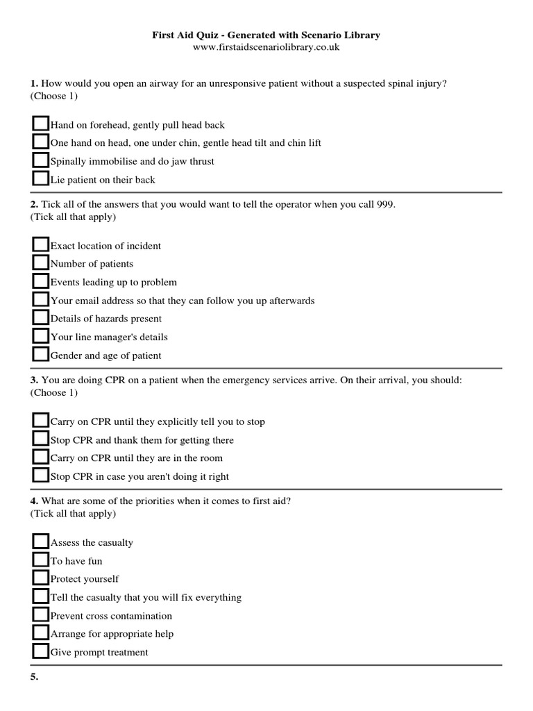 First Aid Quiz Questions3280 Hyperthermia Cardiopulmonary Resuscitation