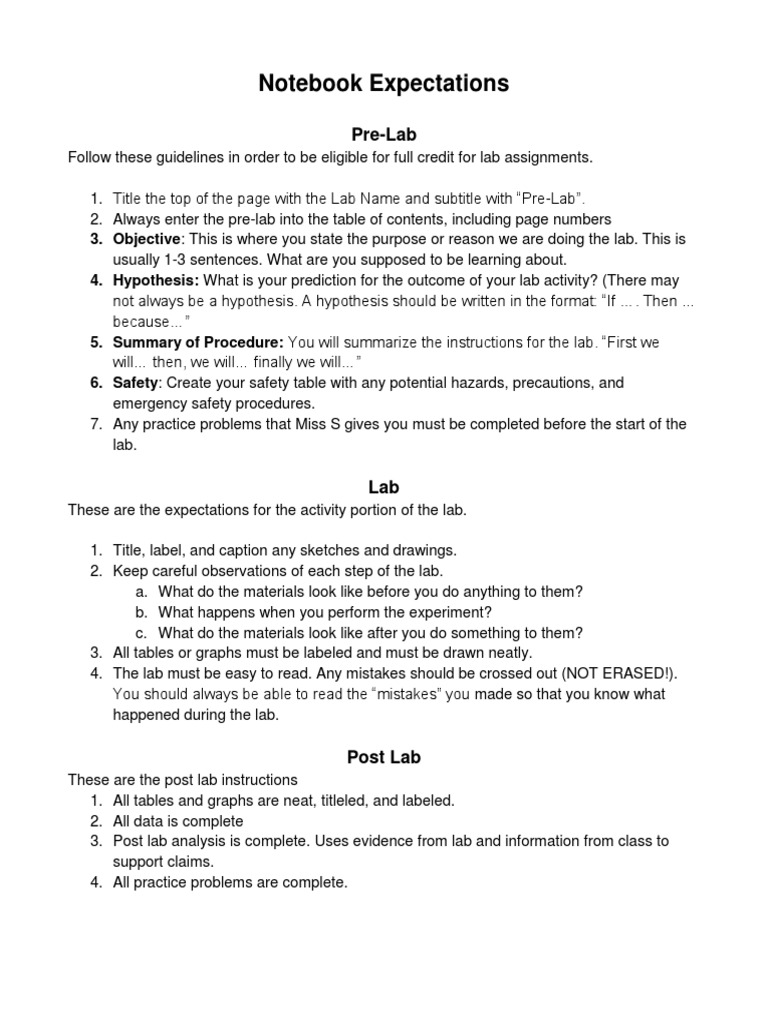 Notebook Expectations PDF