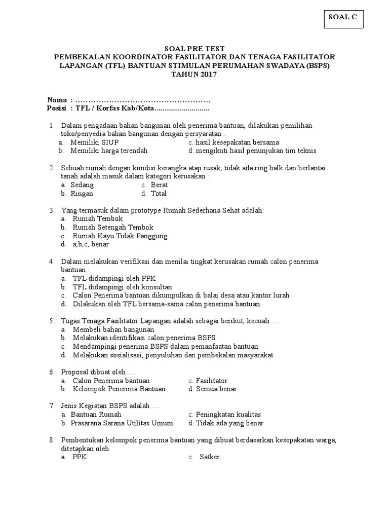 378833119 Soal Pre Test C Pdf