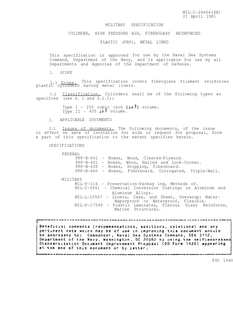 Mil C 24604 | PDF | Fiberglass | Packaging And Labeling