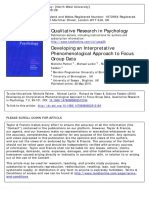 Developing An Interpretative Phenomenological Approach To Focus Group Data