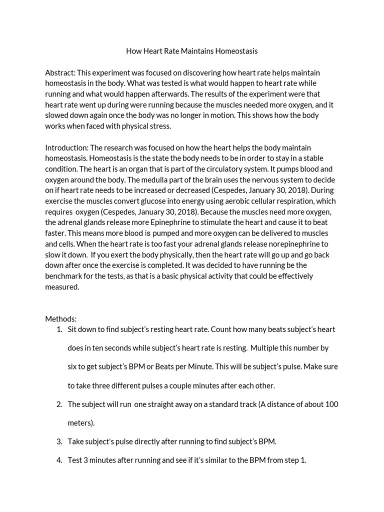 Heart Rate's Role in Homeostasis | PDF | Heart Rate | Homeostasis