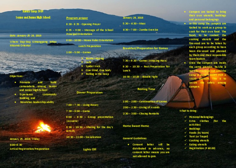 Program Proper: General Guidelines | PDF | Camping | Food And Drink