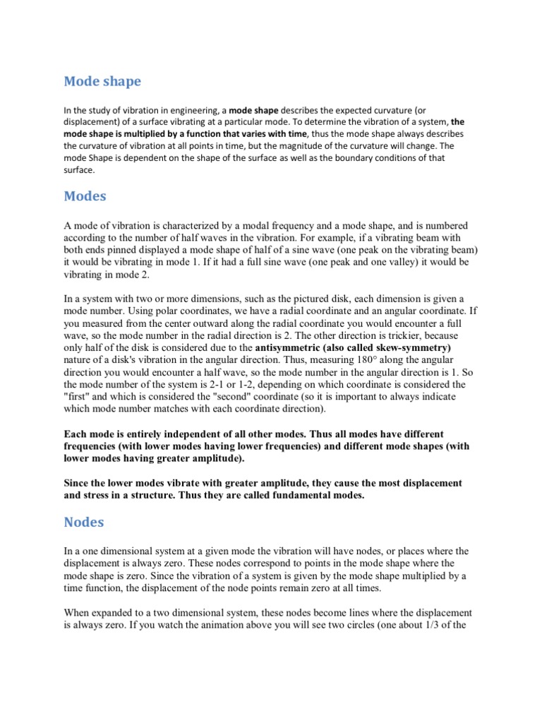 Mode Shapes | PDF | Eigenvalues And Eigenvectors | Normal Mode