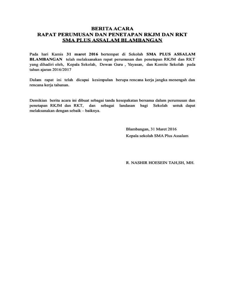 Edoc Site Berita Acara Perumusan Rkt Rkjmdoc