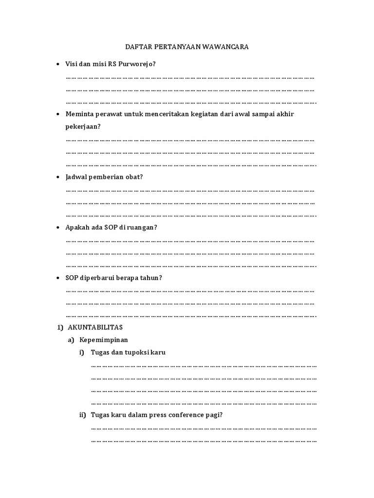 DAFTAR PERTANYAAN WAWANCARA
