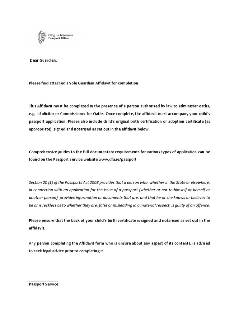 Annex F1 Sole Guardian Affidavit en PDF Affidavit Legal Guardian