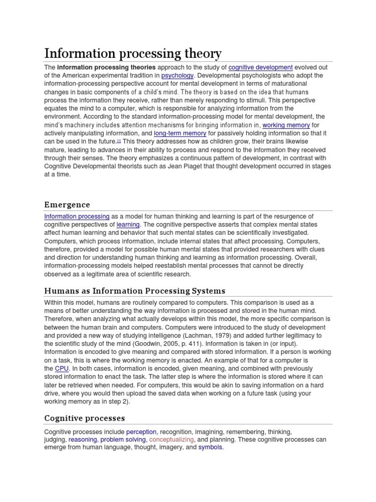 Information Processing Theory | PDF | Information Processing | Mind
