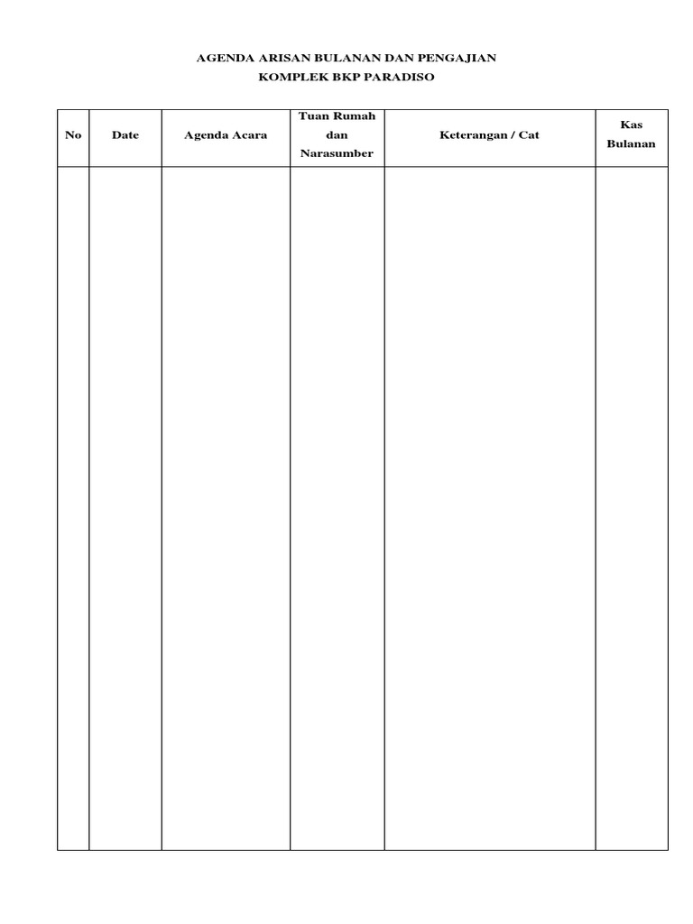 Agenda Arisan Bulanan Dan Pengajian | PDF