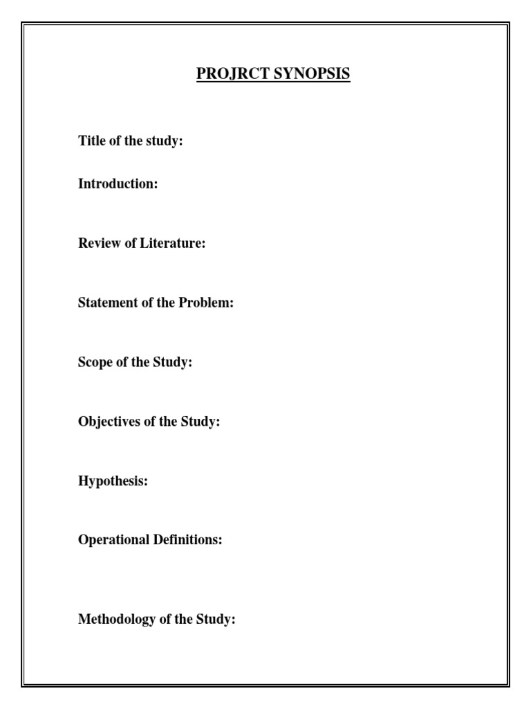 Projrct Synopsis: Title of The Study | PDF