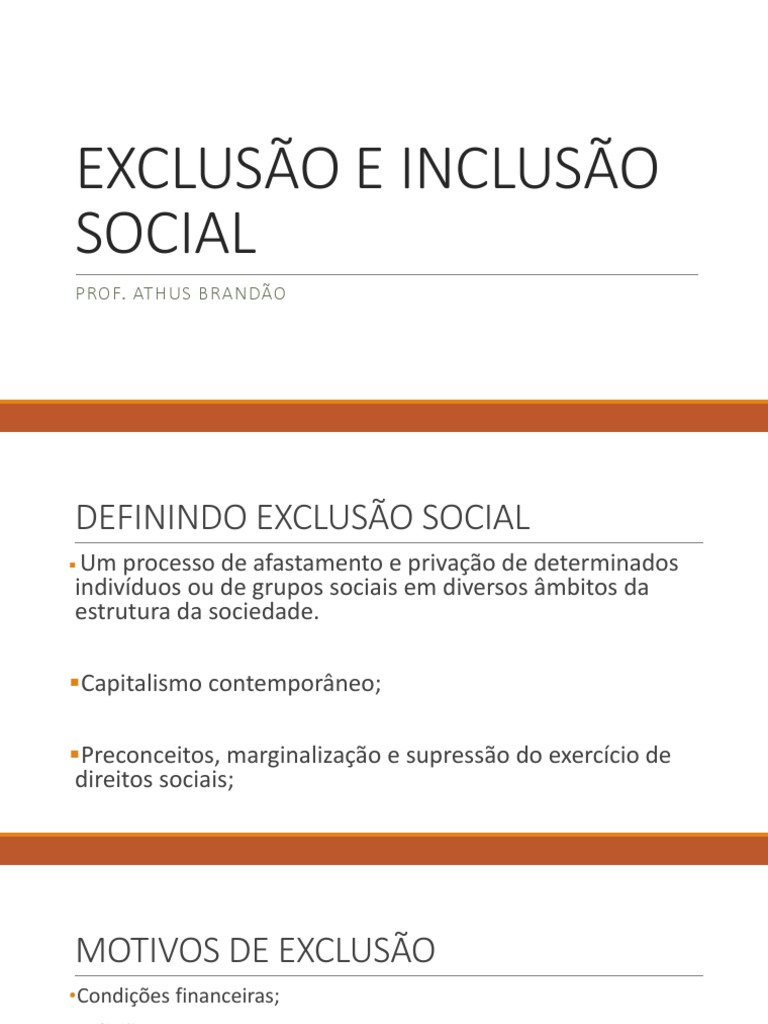 Inclusão e Exclusão Social: Desafios e Soluções | PDF | Discriminação ...