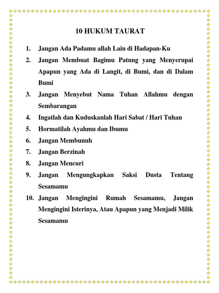 10 Hukum Taurat Pdf