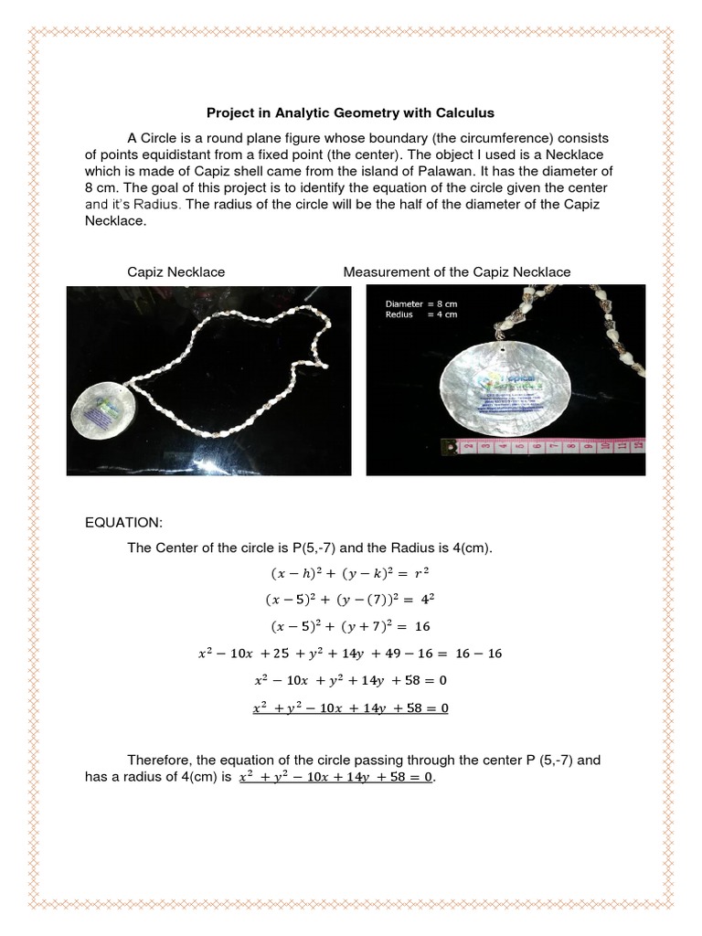 Project in Analytic Geometry With Calculus | PDF