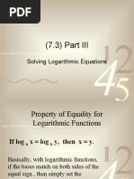 Lesson (7.3) Part III - Logarithms