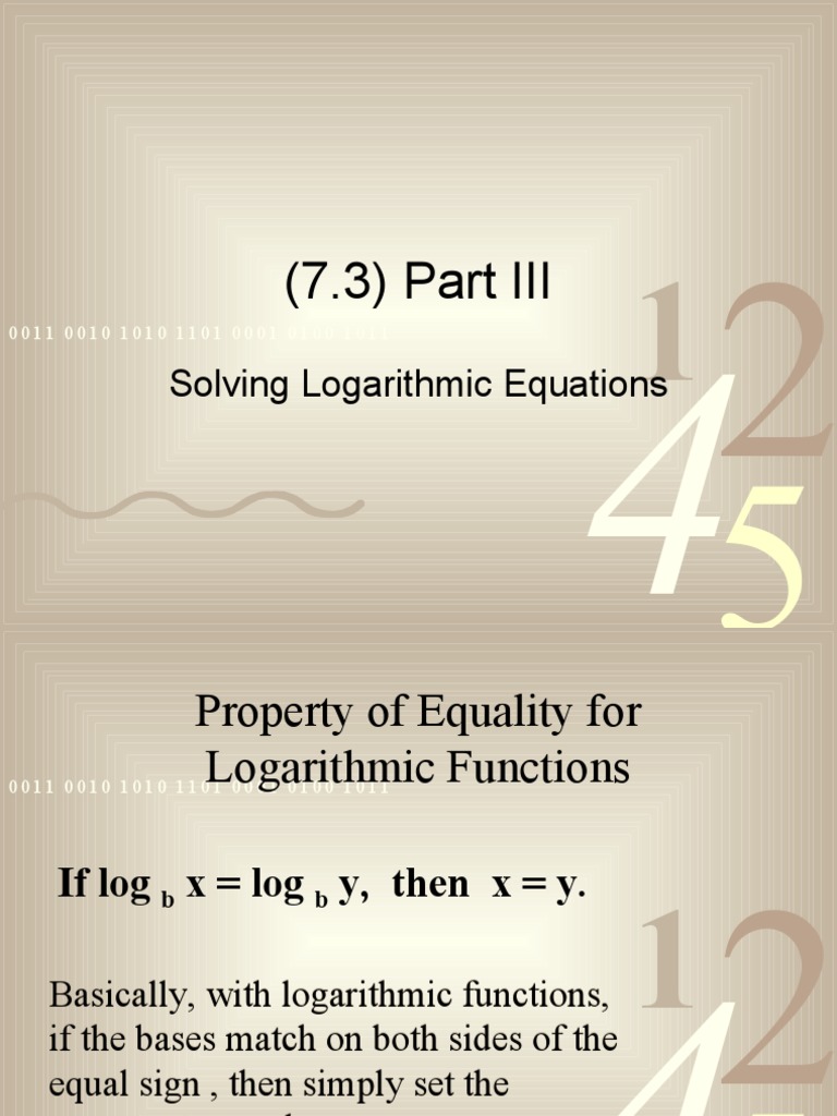 Lesson (7.3) Part III - Logarithms | PDF | Logarithm | Mathematics