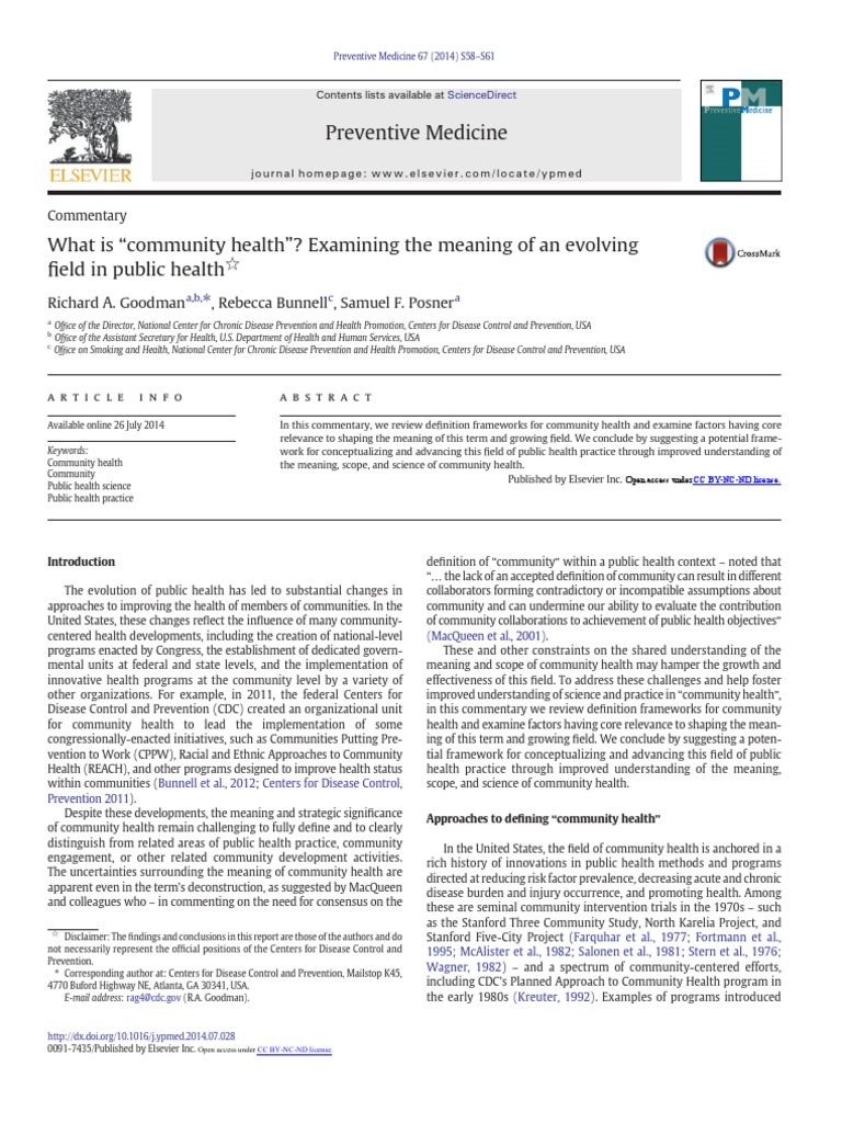 Defining Community Health in Public Health | PDF | Preventive ...