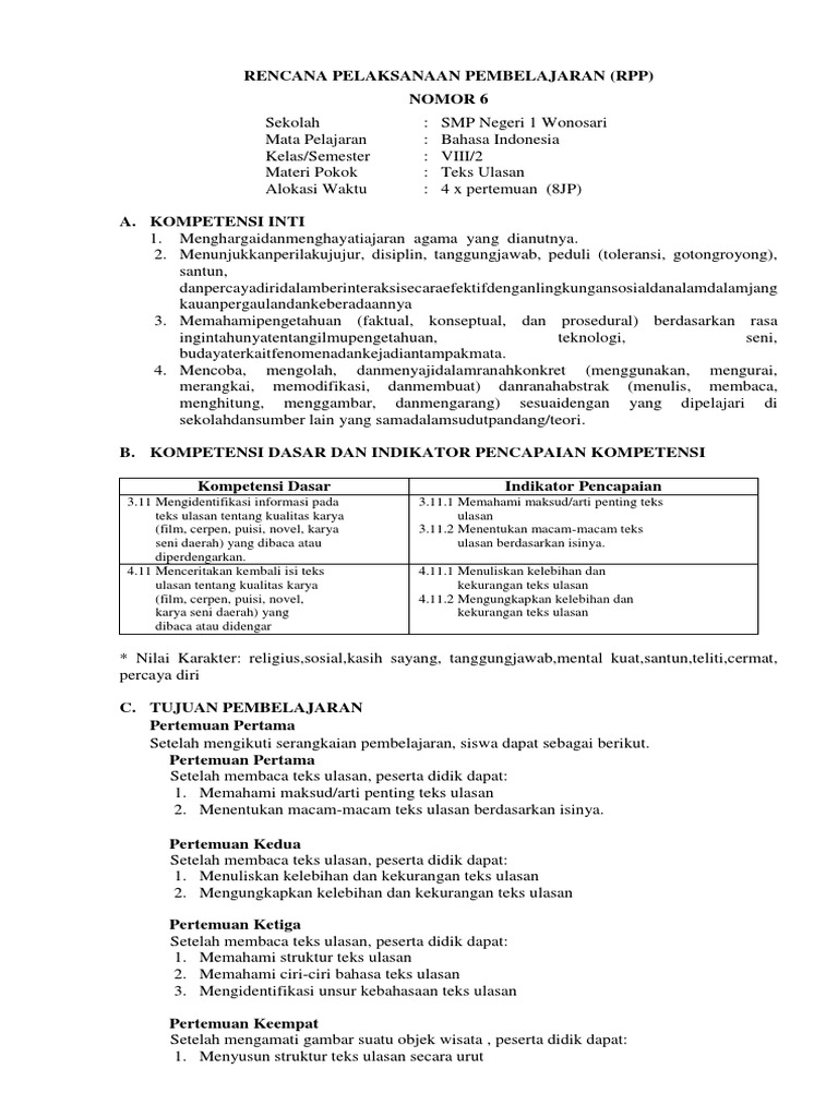 Rpp Teks Ulasan Pdf
