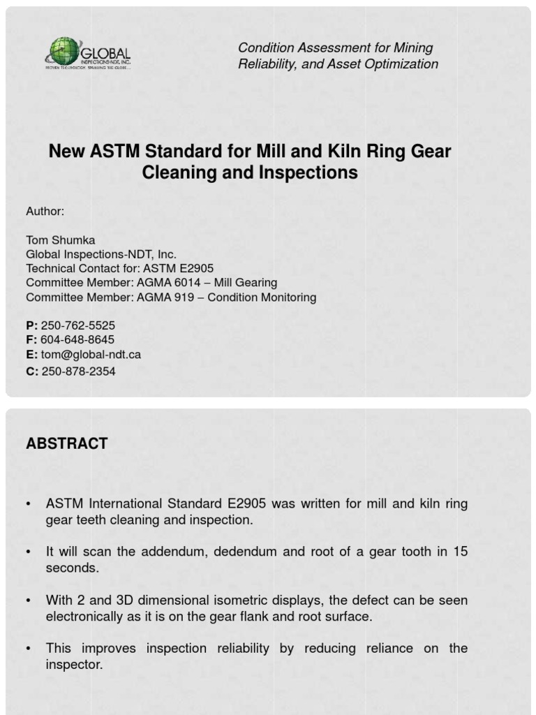 2014 Mill and Kiln Gear Inspections | PDF | Gear | Nondestructive Testing