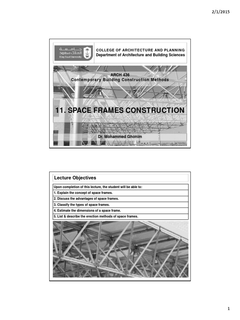 Space Frames Construction: Department of Architecture and Building ...