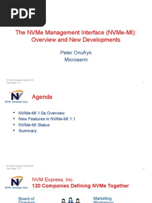 Nvme Developer Days December 2018 The Nvme Managemant Interface Nvme Mi Overview And New Developments Pdf Computing Computer Data Storage