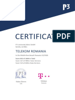 Certificat P3 Telekom România 2019