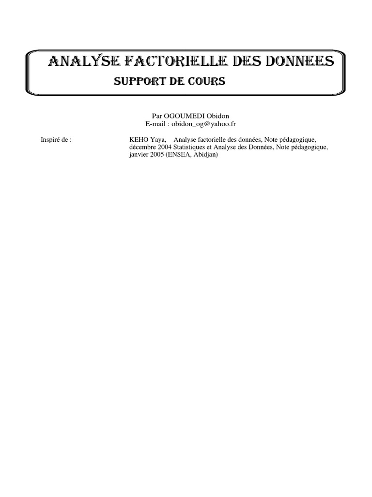 Analyse Factorielle des Données Mixtes | PDF | Analyse des données ...