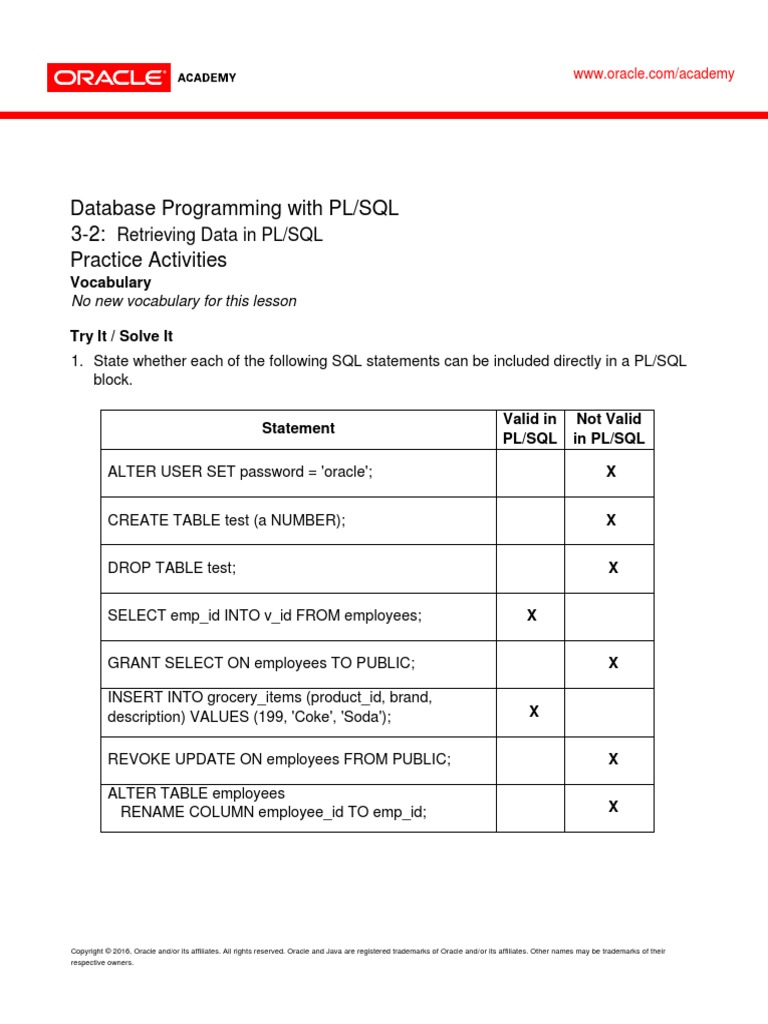 Plsql 3 2 Practice Pl Sql Oracle Database