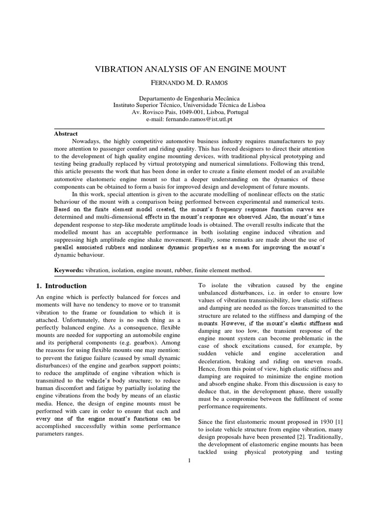 Vibration Analysis of An Engine Mount-Paper PDF | PDF | Hysteresis ...