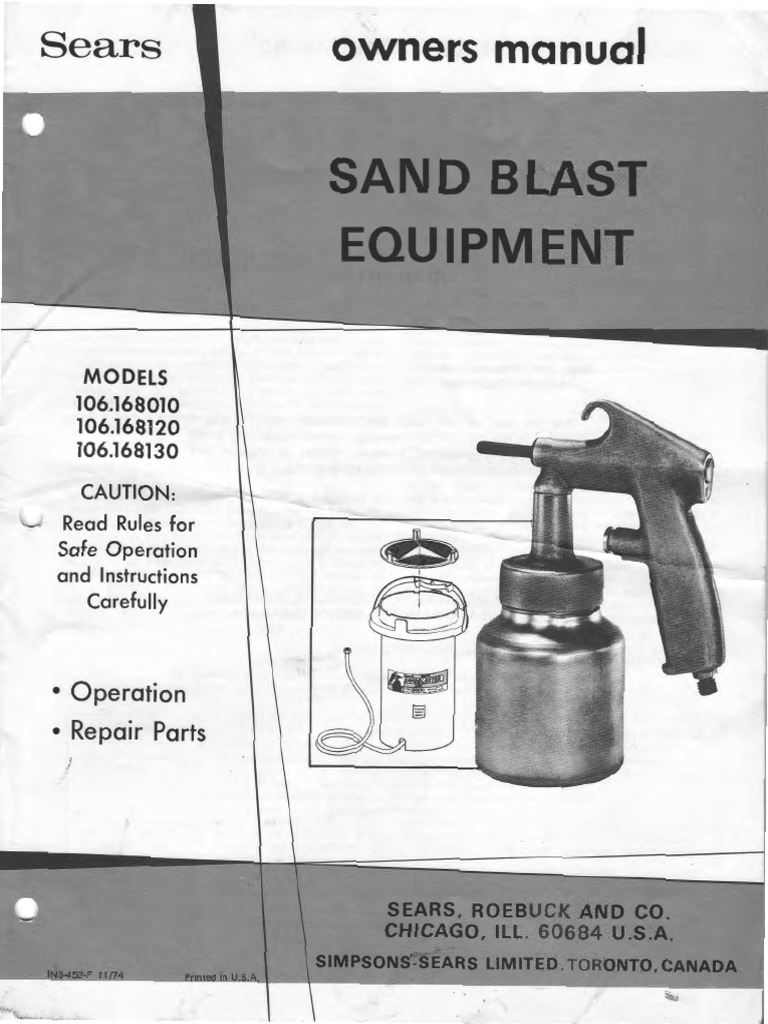 Sears Sand Blast Equipment_106.168xxx_Owners Manual Nov 1974