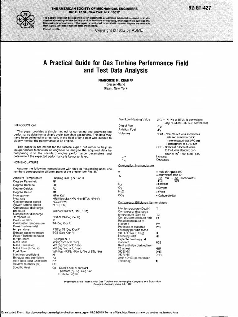 A Practical Guide For Gas Turbine Performance Analysis | PDF | Gas ...