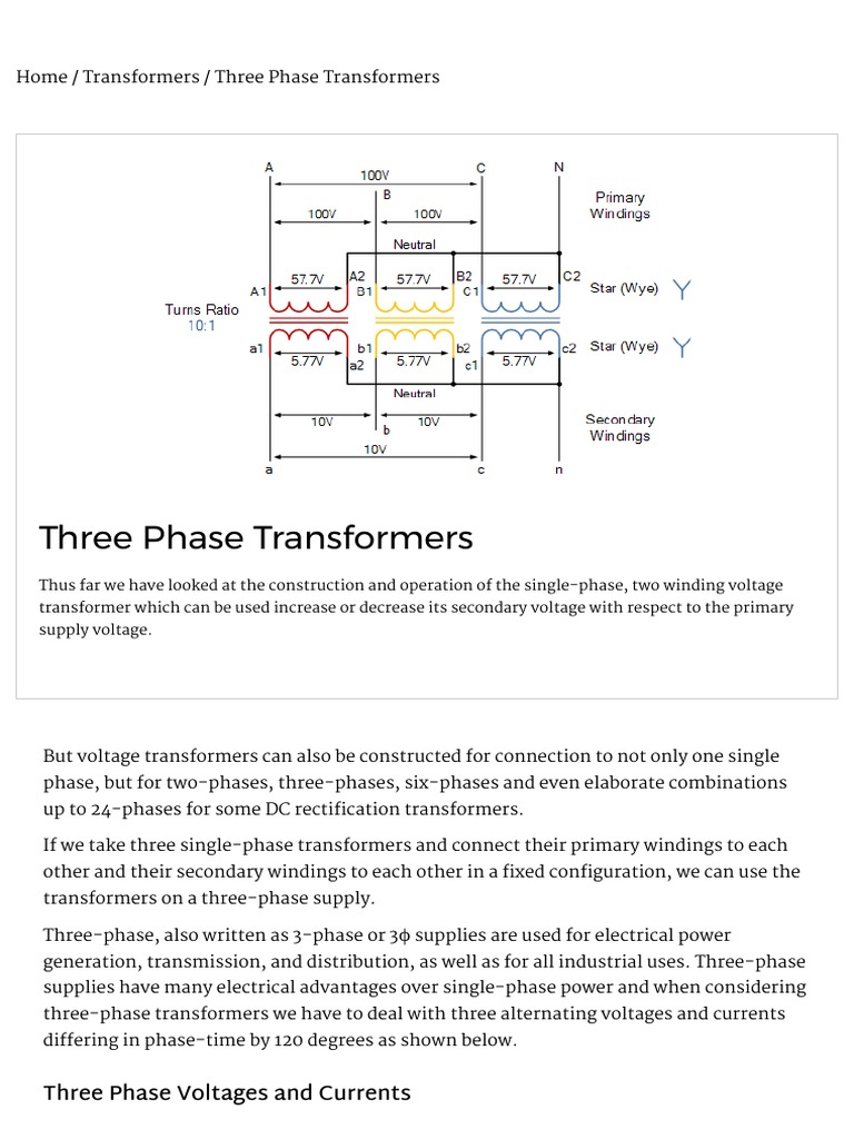 Three Phase Transformer Connections and Basics PDF | PDF | Transformer ...