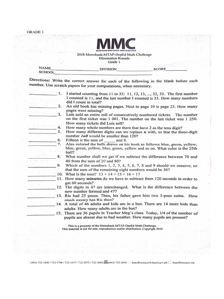Mtap 2018 | PDF