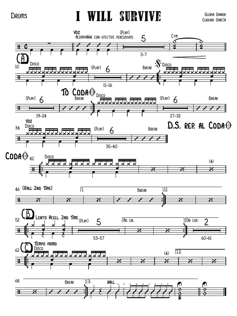 I Will Survive Drums 20181114 1650 Drums PDF Leisure