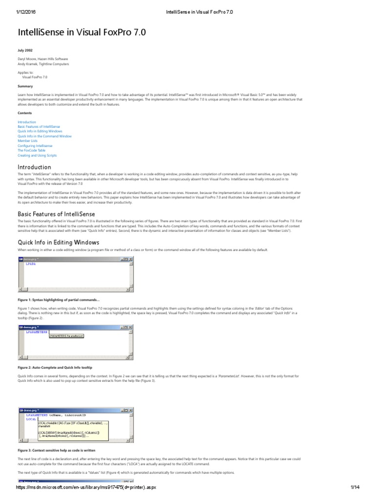 IntelliSense in Visual FoxPro 7 | PDF | Component Object Model | Class ...