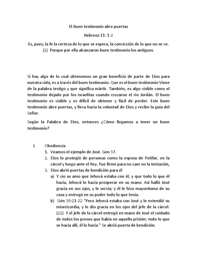 El Poder del Buen Testimonio | PDF | Daniel (figura bíblica) | Fe
