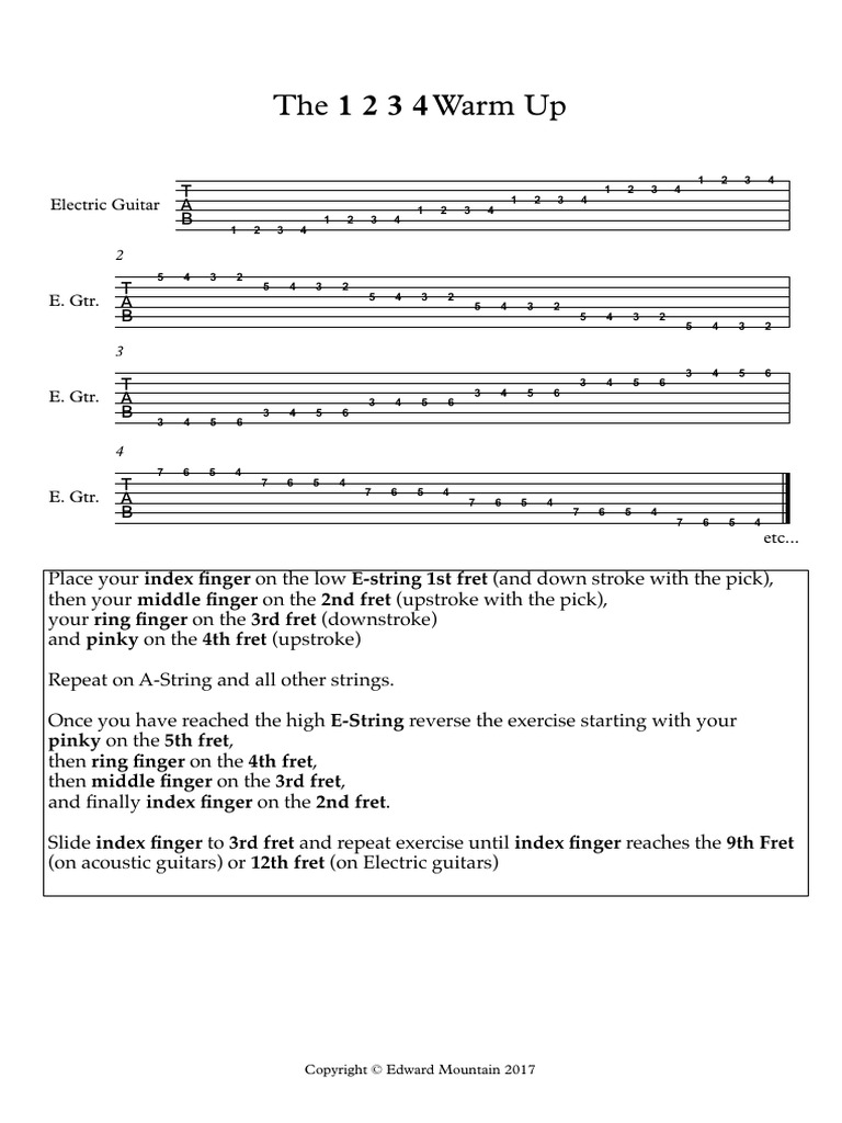 1234 Warm Ups For Guitar | PDF | Guitars | Gaiaphones