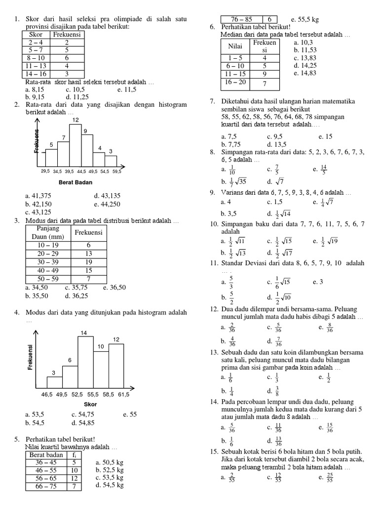 Rata-rata dan Modus Data Seleksi Matematik | PDF