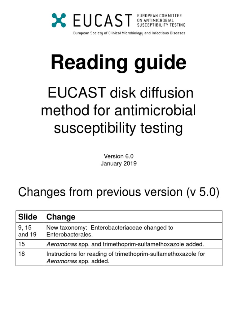 EUCAST Disk Diffusion Method Guide | PDF | Staphylococcus Aureus ...