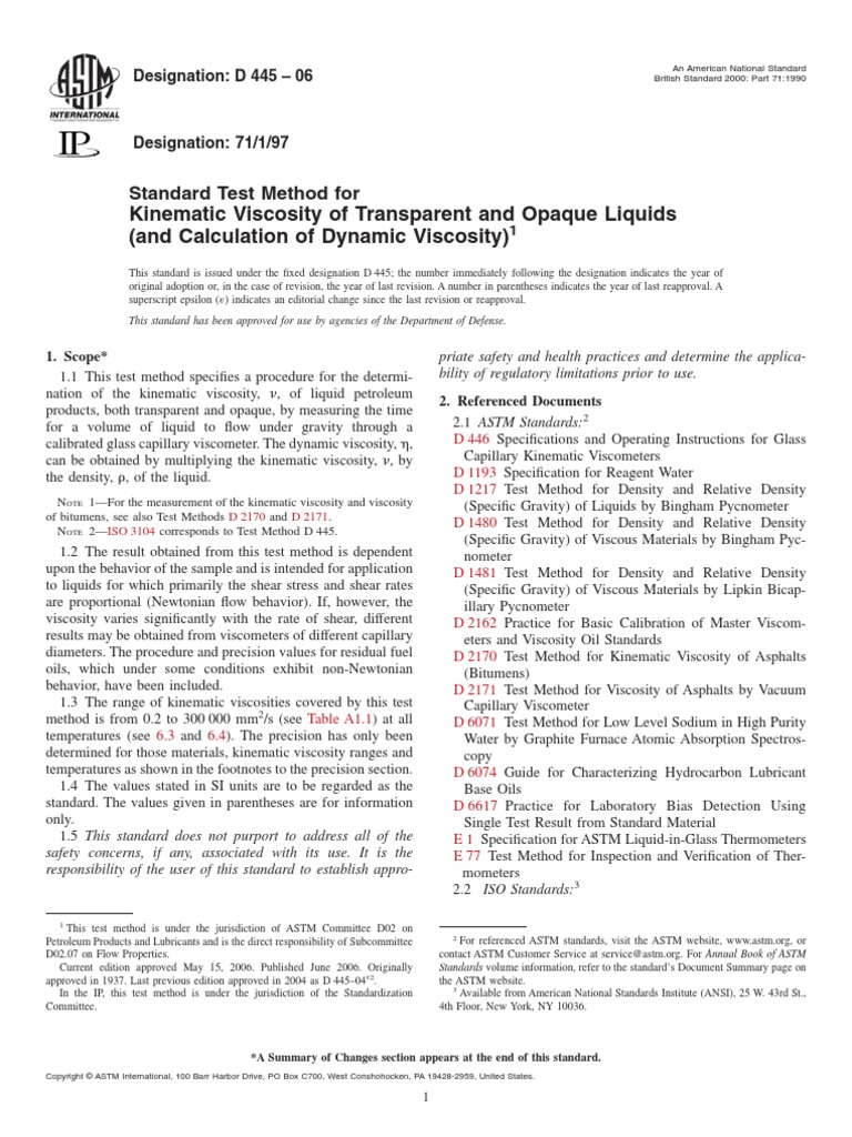 ASTM D 44506Viscosity PDF PDF Viscosity Calibration