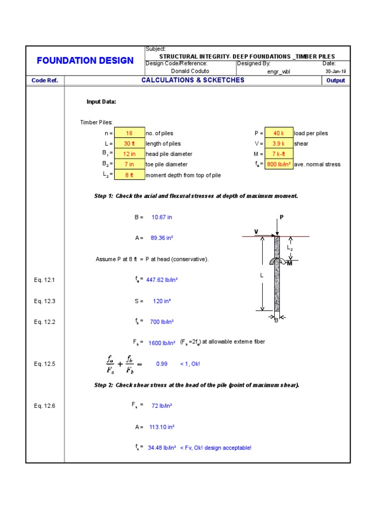 Bored Pile Foundation Design Calculations | PDF | Deep Foundation ...