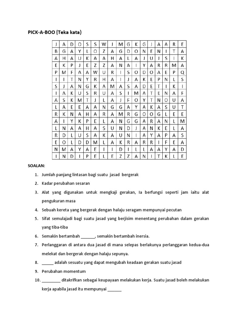 SOALAN Silang Kata | PDF