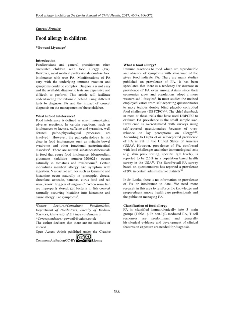 Food Allergy Diagnosis in Children | PDF | Allergy | Allergen