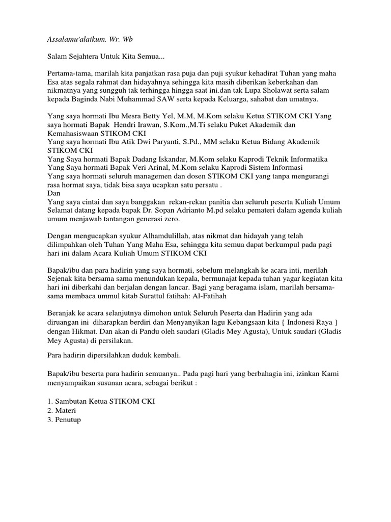 Naskah Mc Kuliah Umum