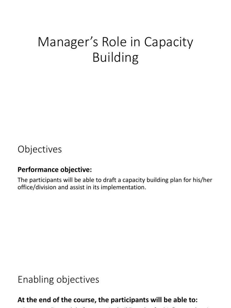 Manager S Role In Capacity Building Download Free Pdf Capacity