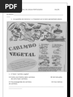 1ª AVALIAÇÃO BIMESTRAL DE LÍNGUA PORTUGUESA                            VALOR