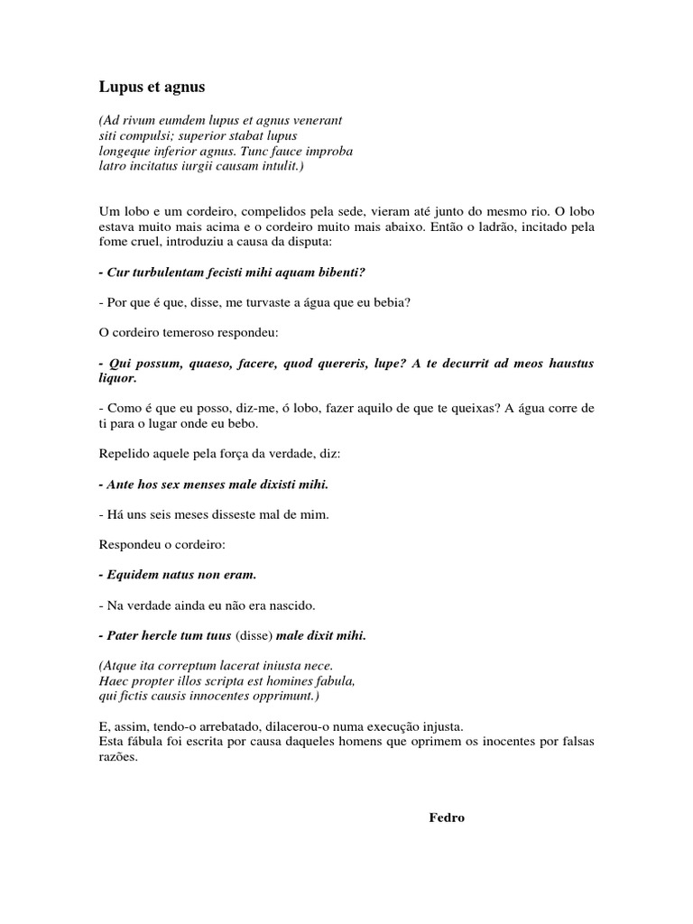Fedro lupus et agnus pdf