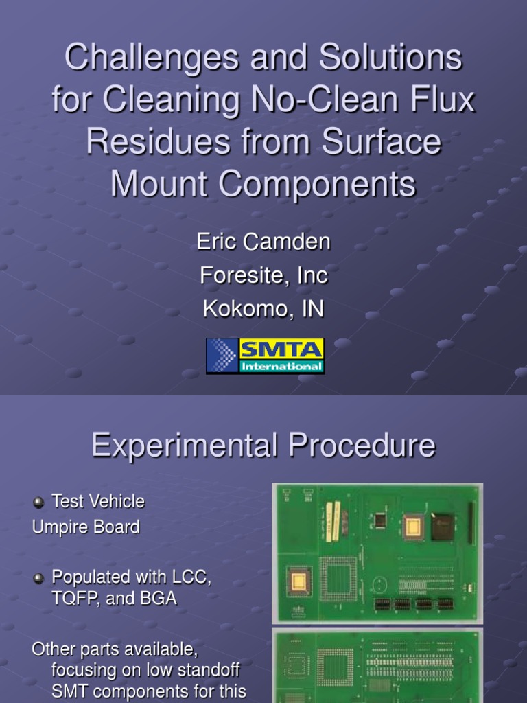 Challenges and Solutions For Cleaning No-Clean Flux Residues From ...
